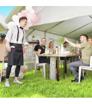 Carpa para Fiestas 4x8 m Carpa de Jardín con Paredes Extraíbles Puerta y Ventanas UPF50+ para Boda Camping Blanco