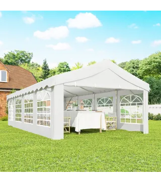 Carpa para Fiestas 4x8 m Carpa de Jardín con Paredes Extraíbles Puerta y Ventanas UPF50+ para Boda Camping Blanco