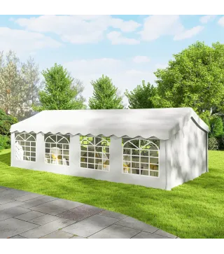 Carpa para Fiestas 4x8 m Carpa de Jardín con Paredes Extraíbles Puerta y Ventanas UPF50+ para Boda Camping Blanco