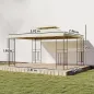 Cenador de Jardín 4x3m con Doble Techo Estructura de Acero Anti-UV para Exterior Patio Terraza Blanco Crema