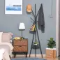 Perchero de Pie Forma de Árbol Perchero para Ropa de Metal con 9 Ganchos y Estante Perchero Vintage 45x45x180 cm Negro