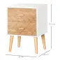 Mesita de Noche Madera con 2 Cajones Comoda Rústica Cajonera Mesilla Mueble para Dormitorio Armario Almacenamiento 40x30x55,5 cm