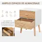Mesita de Noche Madera con 2 Cajones Comoda Rústica Cajonera Mesilla Mueble para Dormitorio Armario Almacenamiento 40x30x55,5 cm