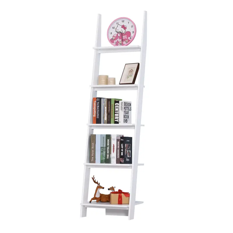 Estantería de Escalera Moderna Estantería para Libros Librería con 5 Estantes para Salón Oficina 50x40x195 cm Blanco