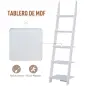 Estantería de Escalera Moderna Estantería para Libros Librería con 5 Estantes para Salón Oficina 50x40x195 cm Blanco