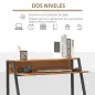 Escritorio Mesa de Ordenador 84x45x85cm con Encimera de Madera y Patas de Metal Estilo Moderno para Oficina Nogal