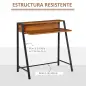 Escritorio Mesa de Ordenador 84x45x85cm con Encimera de Madera y Patas de Metal Estilo Moderno para Oficina Nogal