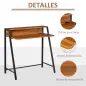 Escritorio Mesa de Ordenador 84x45x85cm con Encimera de Madera y Patas de Metal Estilo Moderno para Oficina Nogal
