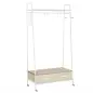 Perchero Metálico con Ruedas Colgador para Ropa con Riel Estantes Cajones para Organizar Ropa Bolsos 99x47x185cm