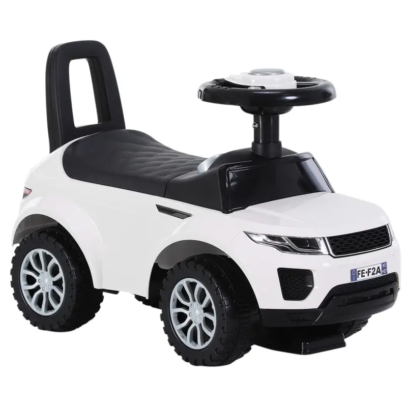 Quad Correpasillos Niño 1-3 Años Coche sin Pedales para Bebé Juguete Andador Estilo Carrera con Orador Volante Compartimiento Oc