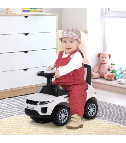 Quad Correpasillos Niño 1-3 Años Coche sin Pedales para Bebé Juguete Andador Estilo Carrera con Orador Volante Compartimiento Oc
