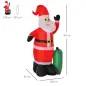 Papá Noel Inflable con Saco de Regalos Santa Claus Hinchable con Luces e Inflador148x85x240 cm Multicolor