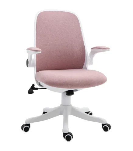 Silla Giratoria de Oficina Silla de Escritorio Basculante Altura Ajustable Reposabrazos Elevable 62,5x60x94-104 cm Rosa