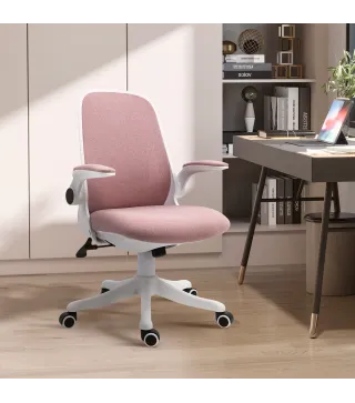 Silla Giratoria de Oficina Silla de Escritorio Basculante Altura Ajustable Reposabrazos Elevable 62,5x60x94-104 cm Rosa