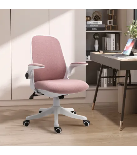 Silla Giratoria de Oficina Silla de Escritorio Basculante Altura Ajustable Reposabrazos Elevable 62,5x60x94-104 cm Rosa