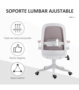 Silla Giratoria de Oficina Silla de Escritorio Basculante Altura Ajustable Reposabrazos Elevable 62,5x60x94-104 cm Rosa