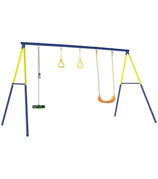 Columpio Infantil 3 en 1 Columpio Clásico y de Pie y Aros de Gimnasia Carga 150 kg para Niños de 3 a 8 Años Multicolor