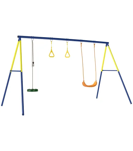 Columpio Infantil 3 en 1 Columpio Clásico y de Pie y Aros de Gimnasia Carga 150 kg para Niños de 3 a 8 Años Multicolor