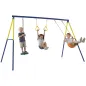 Columpio Infantil 3 en 1 Columpio Clásico y de Pie y Aros de Gimnasia Carga 150 kg para Niños de 3 a 8 Años Multicolor