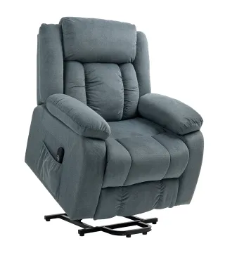 Sillon Relax Reclinable Electrico Levanta Personas con Puerto USB Control Remoto Asiento Ancho Reposapies Gris