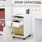 Cajonera de Oficina con Cajón con Cerradura y Armario con Ruedas Soporte de Impresora para Estudio 40x35x60 cm Blanco