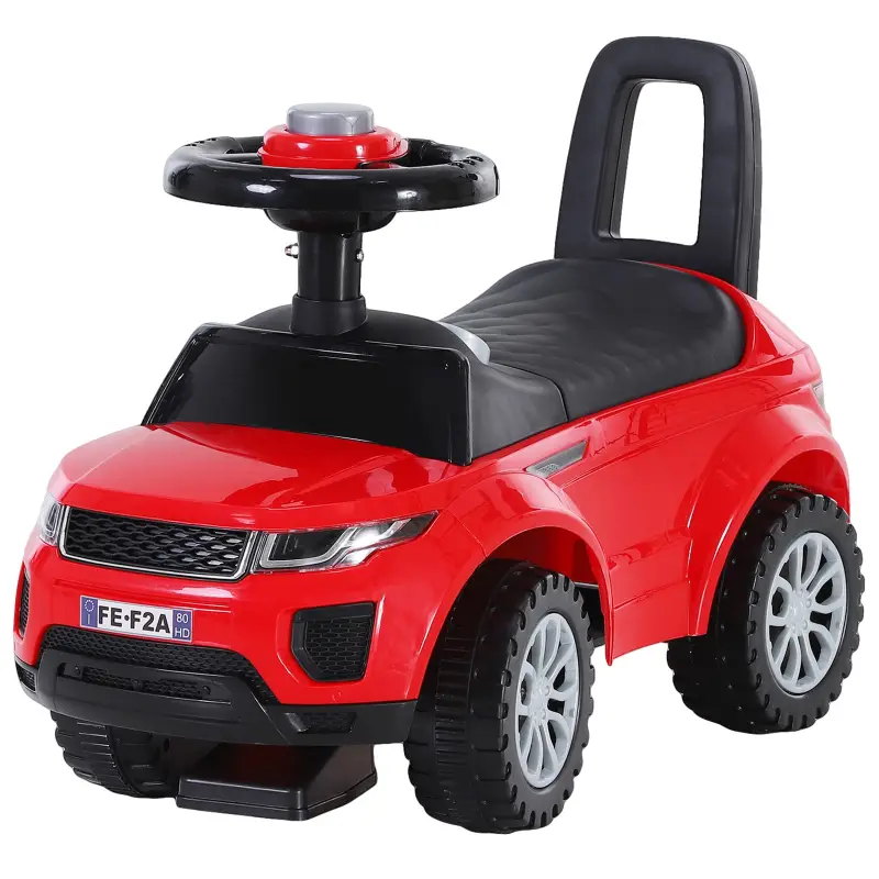 Quad Correpasillos Niño 1-3 Años Coche sin Pedales para Bebé Juguete Andador Estilo Carrera con Orador Volante Compartimiento Oc