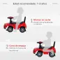 Quad Correpasillos Niño 1-3 Años Coche sin Pedales para Bebé Juguete Andador Estilo Carrera con Orador Volante Compartimiento Oc