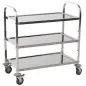 Carrito Auxiliar con Ruedas de Acero Inoxidable 90,5x50,5x88,2 cm Carrito de Cocina con Bandejas y 2 Brazos Plata