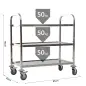 Carrito Auxiliar con Ruedas de Acero Inoxidable 90,5x50,5x88,2 cm Carrito de Cocina con Bandejas y 2 Brazos Plata