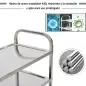 Carrito Auxiliar con Ruedas de Acero Inoxidable 90,5x50,5x88,2 cm Carrito de Cocina con Bandejas y 2 Brazos Plata