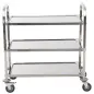 Carrito Auxiliar con Ruedas de Acero Inoxidable 90,5x50,5x88,2 cm Carrito de Cocina con Bandejas y 2 Brazos Plata