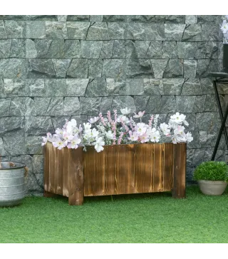 Jardinera Rectangular Arriate de Jardín con 4 Patas para Cultivos Verduras Flores en Jardín Balcón 70x35x30 cm Natural