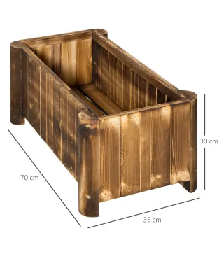 Jardinera Rectangular Arriate de Jardín con 4 Patas para Cultivos Verduras Flores en Jardín Balcón 70x35x30 cm Natural