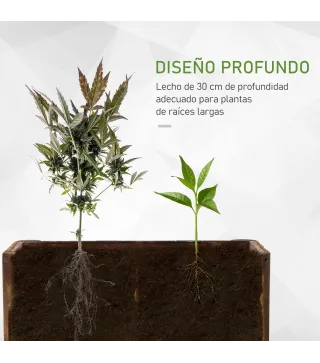 Jardinera Rectangular Arriate de Jardín con 4 Patas para Cultivos Verduras Flores en Jardín Balcón 70x35x30 cm Natural