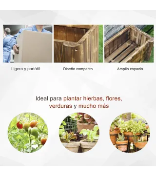 Jardinera Rectangular Arriate de Jardín con 4 Patas para Cultivos Verduras Flores en Jardín Balcón 70x35x30 cm Natural