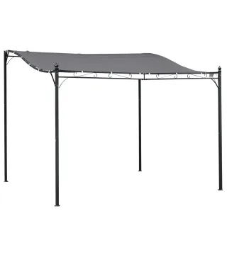 Cenador de Jardín 3x3 m Pérgola con Toldo y 16 Orificios de Drenaje para Patio Terraza Metal y Poliéster 180 g/m² Resistente Gri