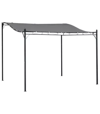 Cenador de Jardín 3x3 m Pérgola con Toldo y 16 Orificios de Drenaje para Patio Terraza Metal y Poliéster 180 g/m² Resistente Gri