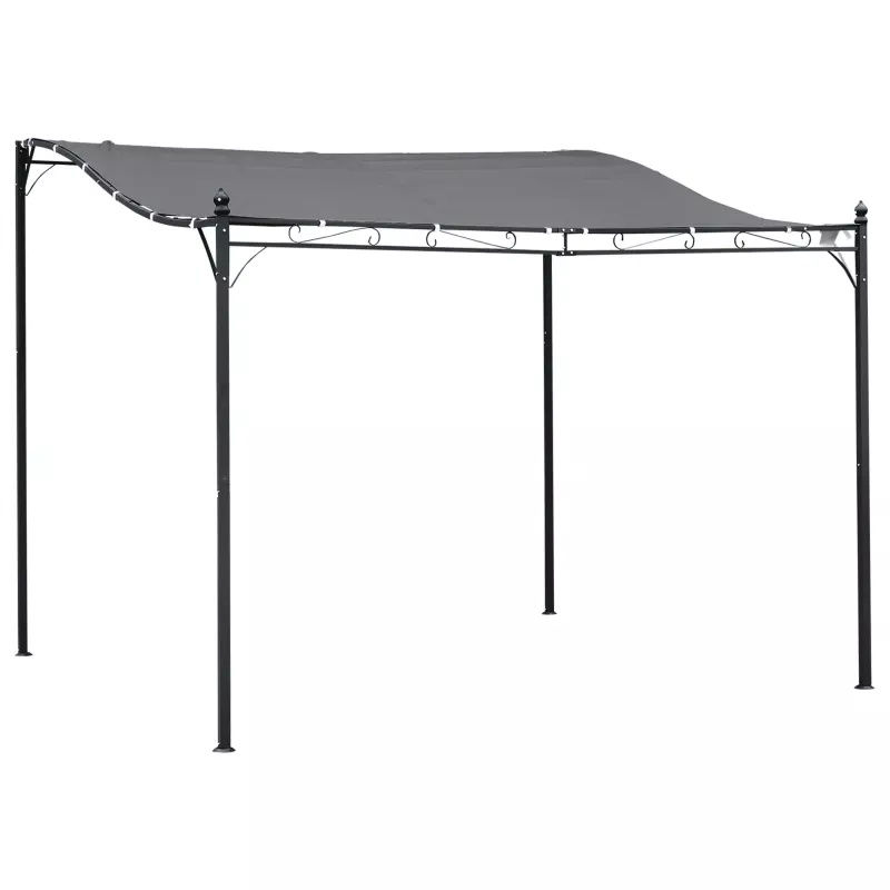 Cenador de Jardín 3x3 m Pérgola con Toldo y 16 Orificios de Drenaje para Patio Terraza Metal y Poliéster 180 g/m² Resistente Gri