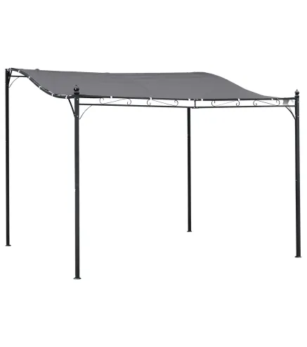 Cenador de Jardín 3x3 m Pérgola con Toldo y 16 Orificios de Drenaje para Patio Terraza Metal y Poliéster 180 g/m² Resistente Gri