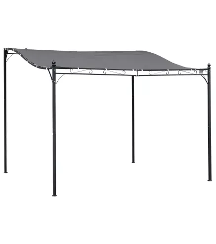 Cenador de Jardín 3x3 m Pérgola con Toldo y 16 Orificios de Drenaje para Patio Terraza Metal y Poliéster 180 g/m² Resistente Gri