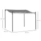Cenador de Jardín 3x3 m Pérgola con Toldo y 16 Orificios de Drenaje para Patio Terraza Metal y Poliéster 180 g/m² Resistente Gri