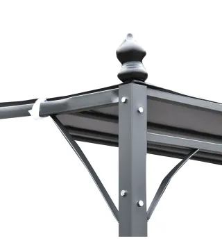 Cenador de Jardín 3x3 m Pérgola con Toldo y 16 Orificios de Drenaje para Patio Terraza Metal y Poliéster 180 g/m² Resistente Gri