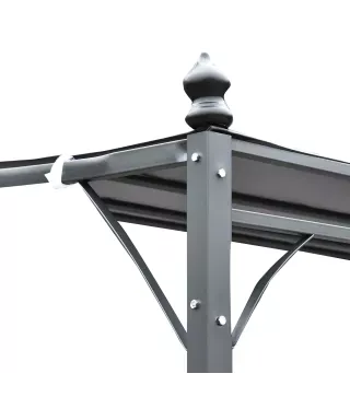Cenador de Jardín 3x3 m Pérgola con Toldo y 16 Orificios de Drenaje para Patio Terraza Metal y Poliéster 180 g/m² Resistente Gri
