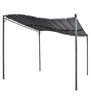 Cenador de Jardín 3x3 m Pérgola con Toldo y 16 Orificios de Drenaje para Patio Terraza Metal y Poliéster 180 g/m² Resistente Gri