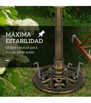 Baño para Pájaros de Jardín Exterior 71 cm con Diseño Hoja de Loto y Acabado Envejecido Ligero y Resistente Bronce