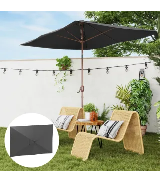 Toldo de Recambio de Sombrilla de 3x2 m Toldo de Repuesto para Sombrilla con Ventilación Superior Protección UV 50+ Gris