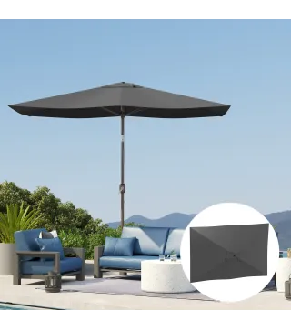 Toldo de Recambio de Sombrilla de 3x2 m Toldo de Repuesto para Sombrilla con Ventilación Superior Protección UV 50+ Gris