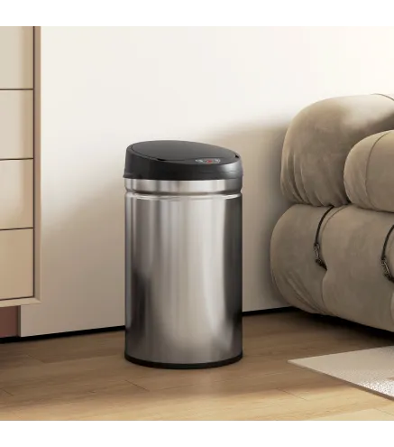 Cubo de Basura Cocina Automático 30 L Sensor Infrarrojo Cierre Automático Antihuellas Acero Inoxidable Plata