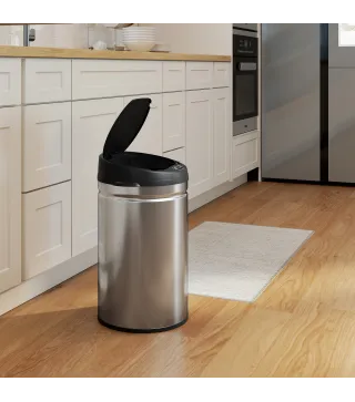 Cubo de Basura Cocina Automático 30 L Sensor Infrarrojo Cierre Automático Antihuellas Acero Inoxidable Plata