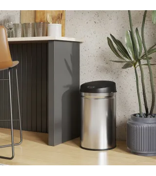 Cubo de Basura Cocina Automático 30 L Sensor Infrarrojo Cierre Automático Antihuellas Acero Inoxidable Plata